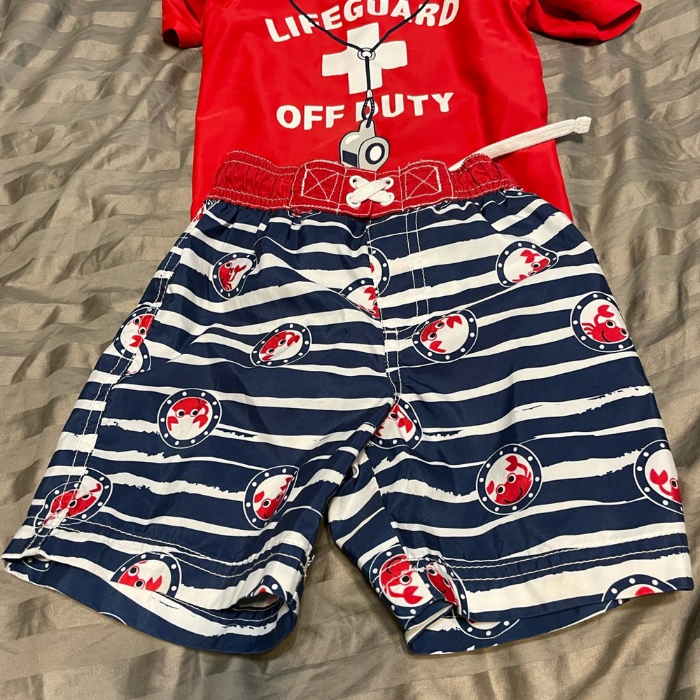 2T 2 pc rash guard and swim trunks